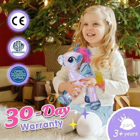Athoinsu Flip Sequin Unicorn Stuffed Animal Plush Sparkle Toy with Reversible G - Picture 6 of 9
